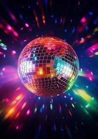 Colorful disco mirror ball nightclub sphere light. 