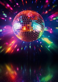 Colorful disco mirror ball nightclub sphere light. 