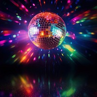 Colorful disco mirror ball nightclub sphere light. 