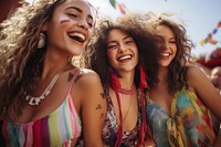 Friends laughing dancing summer. AI generated Image by rawpixel.