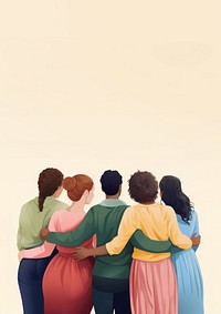 Five diverse people adult togetherness friendship. 