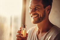 Perfume bottle smile happy. AI generated Image by rawpixel.