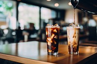 Iced coffee drink glass cafe. AI generated Image by rawpixel.