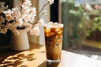 Iced coffee drink glass cup. 