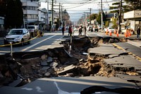 Earthquake city outdoors vehicle. 