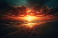 Sun rising at the beach landscape outdoors horizon. AI generated Image by rawpixel.