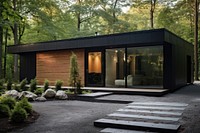 Minimalist home architecture building outdoors. 