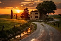 Farm in italy architecture landscape outdoors. 