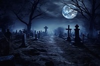 Night moon halloween graveyard. 