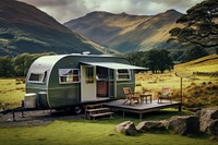 Modern caravan home outdoors vehicle camping. 