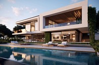 Modern minimalist villa architecture building house. 