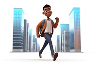 Cartoon city architecture walking. AI generated Image by rawpixel.