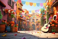 Festival outdoors cartoon street. AI generated Image by rawpixel.