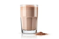 Whey protein shake glass milkshake chocolate smoothie. AI generated Image by rawpixel.