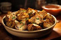 Vegetable artichoke plate food. 