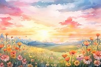 Flower fields backgrounds landscape panoramic. 