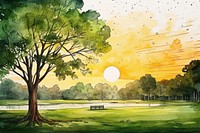 Field outdoors painting nature. AI generated Image by rawpixel.