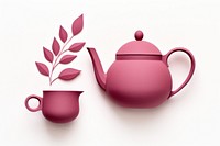 Cup teapot mug white background. 