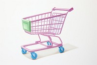 Shopping cart white background consumerism supermarket. AI generated Image by rawpixel.