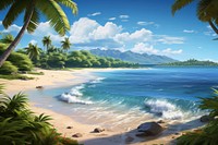 Tropical beach landscape outdoors tropics. AI generated Image by rawpixel.
