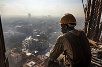 Construction worker building architecture outdoors. 