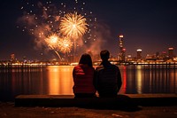 Watching firework fireworks night city. AI generated Image by rawpixel.