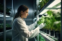 Hydroponic grow room plant gardening scientist. AI generated Image by rawpixel.