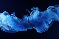 Abstract dark blue smoke cloud translucent lightweight jellyfish. 