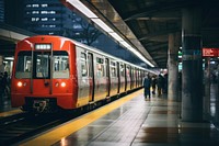 Subway train railway vehicle city. 