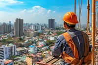 Construction worker building city architecture. AI generated Image by rawpixel.