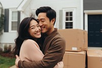 Happy couple moving into new house. AI generated Image by rawpixel.