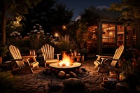 Backyard campfire architecture fireplace furniture. 