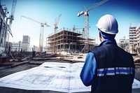 Construction site building hardhat helmet. 