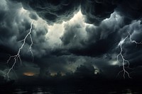 Dark cloud thunderstorm lightning outdoors. 