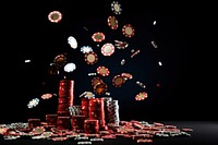 Falling poker chips gambling casino game. 