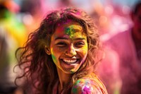 Holi festival smile happy celebration. AI generated Image by rawpixel.