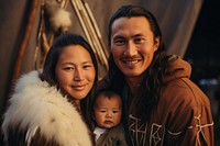 Native American family baby portrait smiling. 