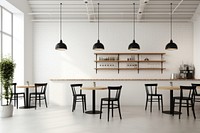 Minimal cafe architecture restaurant furniture. 