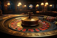 Roulette table gambling casino game. 