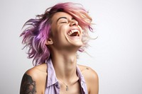 Transgender woman laughing shouting portrait. AI generated Image by rawpixel.
