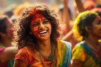 Holi festival adult woman togetherness. AI generated Image by rawpixel.