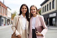 Business women smile happy coat. 