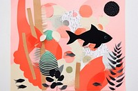 Fish art painting collage. AI generated Image by rawpixel.