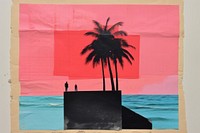 Beach art painting collage. AI generated Image by rawpixel.