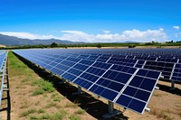 Solar cell panel outdoors field electricity. 