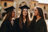 3 female graduates student smiling adult. 