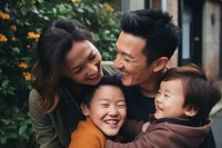 Asian family laughing portrait adult. AI generated Image by rawpixel.