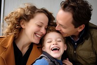 Family laughing portrait adult. 