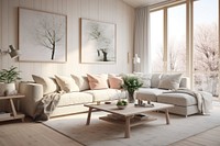 Elegant And Modern Scandinavian Living Room room architecture furniture. 