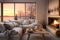 Modern Scandinavian Living Room room architecture fireplace. 